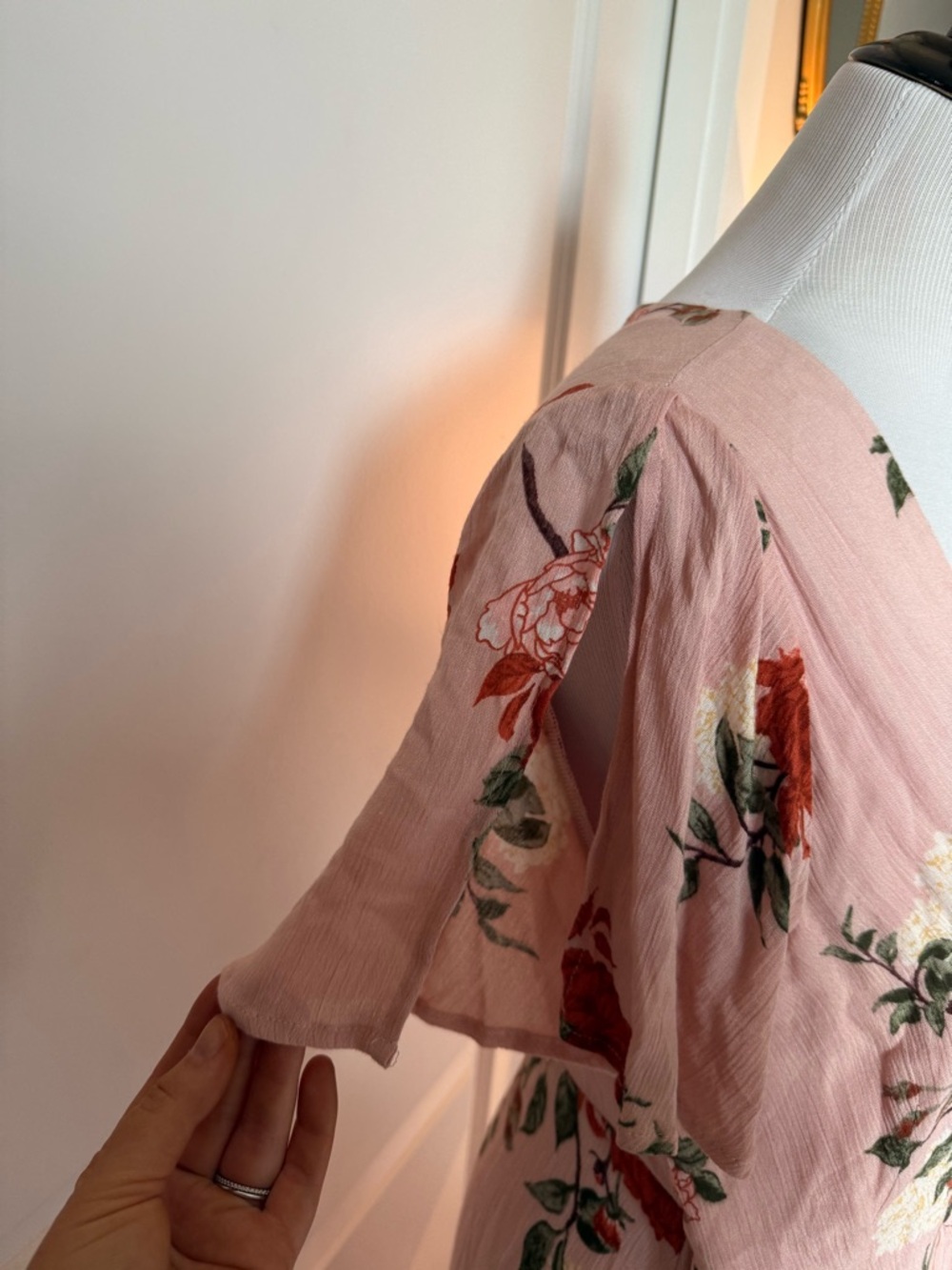 Lulus Pink Floral Wrap Maxi Dress Medium Cottagecore Boho - Picture 2 of 8